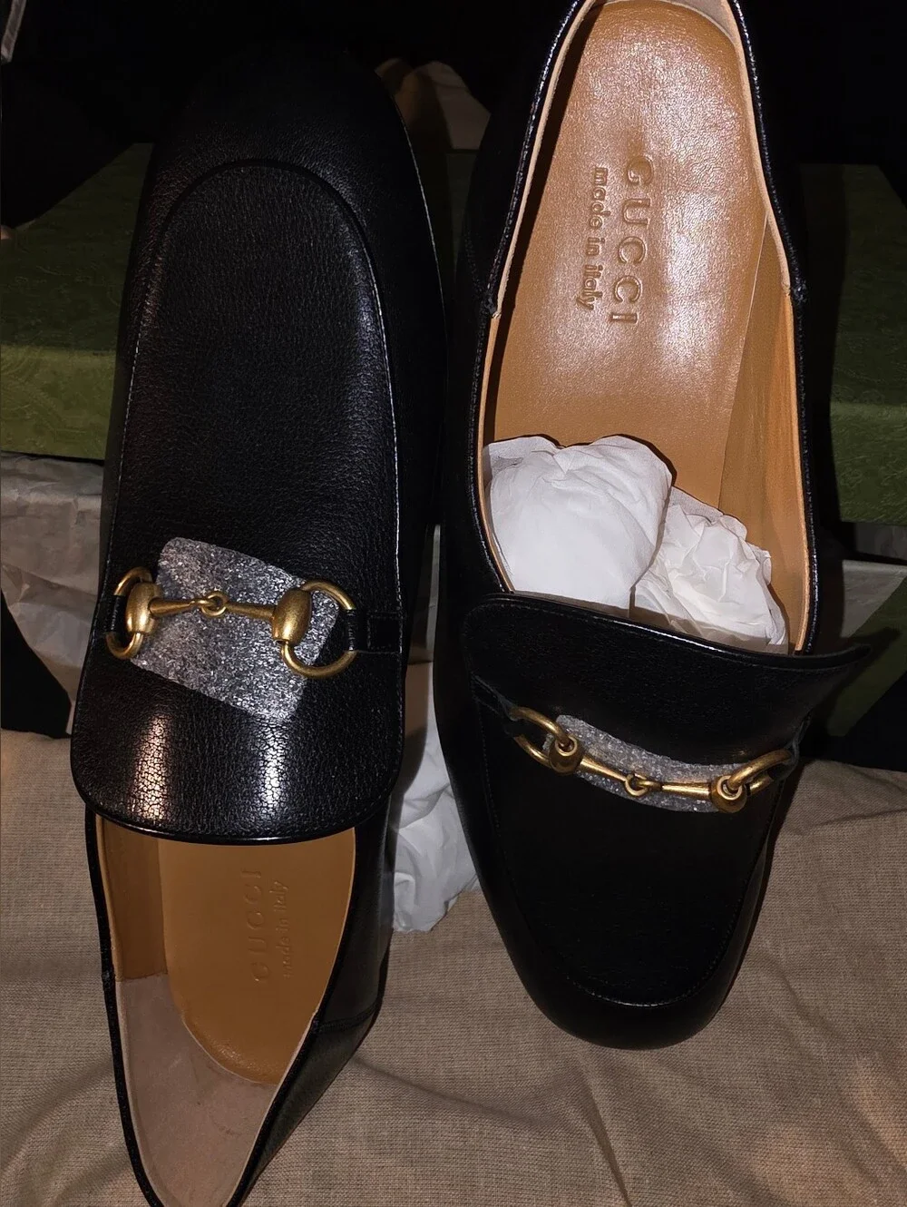 Authentic Gucci Men’s Black Leather Horsebit Loafers